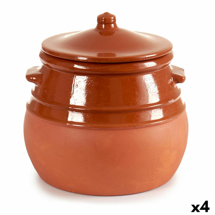 Casserolepan met deksel Aardewerk 3,5 L 23 x 22 x 23 cm (4 Stuks)